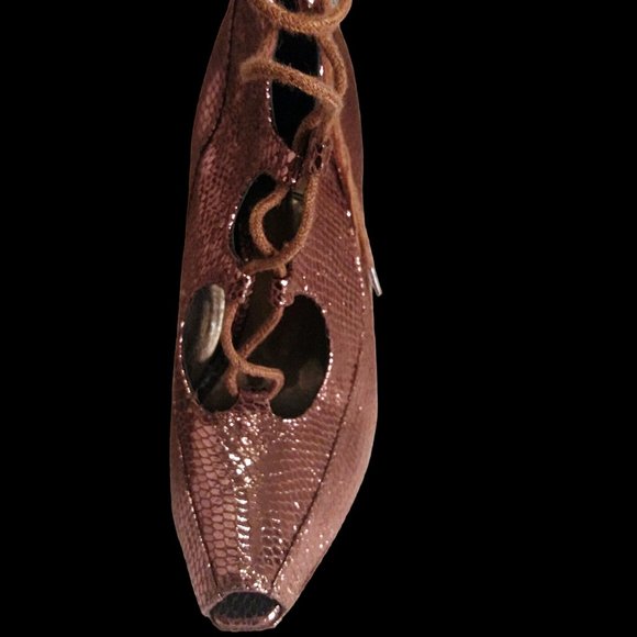 Stiletto Ankle Boots, Size 9 Boots, Vintage Boots, Peep Toe Lace-Up Ankle Boot - Picture 8 of 9